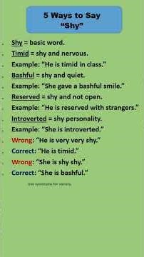 5 ways to say " Shy " - Vocabulary Boost