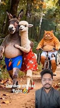 AI video donkey v/s cat fight #comedy #comedyshorts #cat #donkey #funnyreels #short