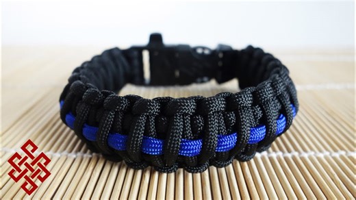 How to make a thin blue line king cobra paracord bracelet with fire starter buckle