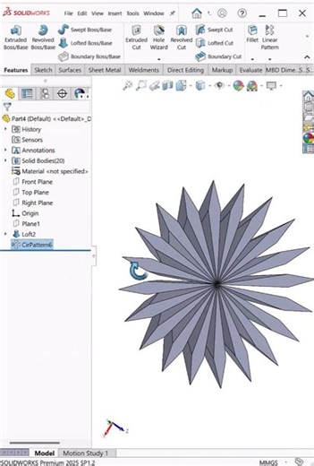 SolidWorks Loft + Circular Pattern 🔥 Creative CAD Design #shorts