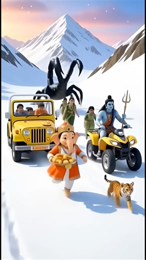 A aai dev bappa ale❤️Bal Ganesha Steals Sweets & Monster Scorpio Chasing 😂#jaidmeel #zarooratrishta