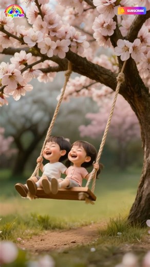 Cherry Blossom Dreams 🌸 | Cute Kids Swing Animation #shorts
