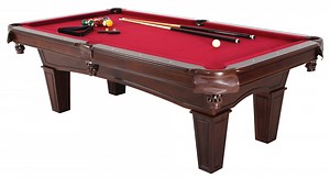 Minnesota Fats Fullerton Billiard Table - 7.5' - In dark Chestnut Finish with Triangle Rack, Chalk, Ball Set, Brush and 2 One-Piece Cues