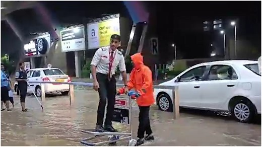 SpiceJet pilot enters flooded Jaipur airport on luggage cart in epic ‘jugaad’. Video