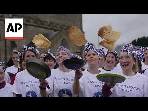 In this centuries-old English pancake race, 'you just have to go flat out'