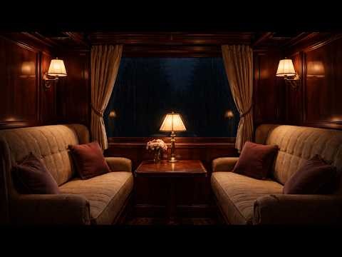 Luxury Orient Express Night Train | Calm Rainy Cabin Ambience | Train Sounds