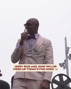 #49ers Legends Jerry Rice & John Taylor FIRING UP The Fog Horn 🎥: #49ers #LFG #GoNiners ❤️💛 #DoItForTheBay #FTTB #49ers4Life #WeComingForThe6th #BELIEVE #SI6HTS | Johnny Xuefing Yang