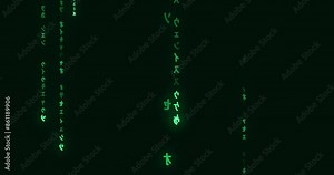 green matrix style binary code, falling numbers digital binary code processing on screen background loop, data rendering of a scientific technology data