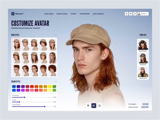 Avatar Customization Dashboard — Character Styling & Stats