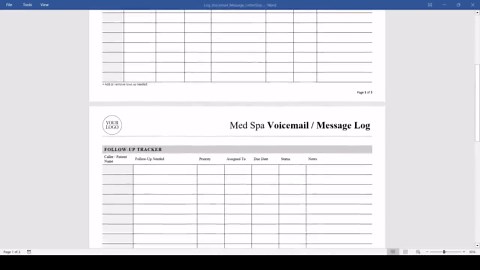 Med Spa Voicemail / Message Log Template – Word & PDF, A4   US Letter - Etsy Canada