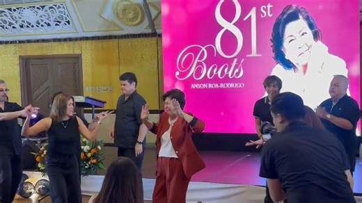 WATCH: Boots Anson Roa-Rodrigo dances with her family during her 81st Birthday celebration in San Juan City, Friday. She also launched her book “Grateful” during the event. | via Anna Cerezo, ABS-CBN News | ABS-CBN News