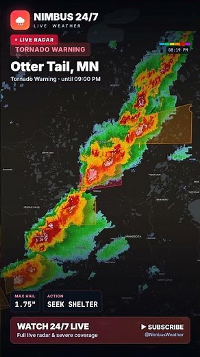 🌪️ TORNADO WARNING — Otter Tail, MN · LIVE Storm Radar RIGHT NOW #shorts