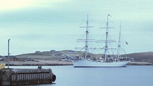 2.5K views · 27 reactions | Alex Garrick-Wright's video report on the arrival of the arrival of the sub-chaser Hitra and the Statsraad Lehmkuhl at Scalloway harbour to mark the 75th anniversary of the Hitra comoing into service in support of the Shetland Bus war time operation. | Shetland News | Facebook