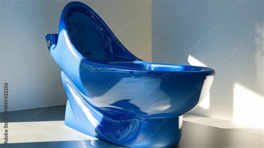 Bright blue toilet with an open seat, modern design, A blue toilet bowl with a closed lid