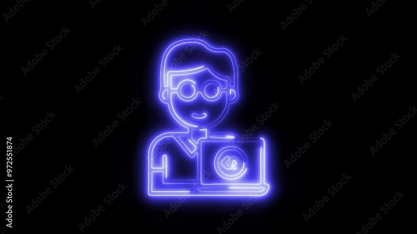 Pro Gamer Icon in Video HD Neon Animation – Gaming and Esports Symbol with Dynamic Glow on Black Background