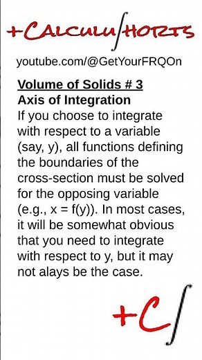 Area and Volume in FRQs #3 - Axis of Integration | Get Your FRQ On #shorts