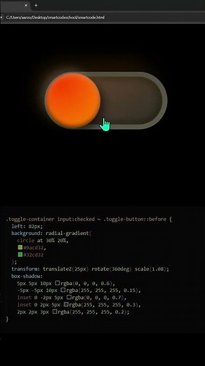 CSS Toggle Button Animation | On/Off Switch in HTML & CSS #coding #htmlcss