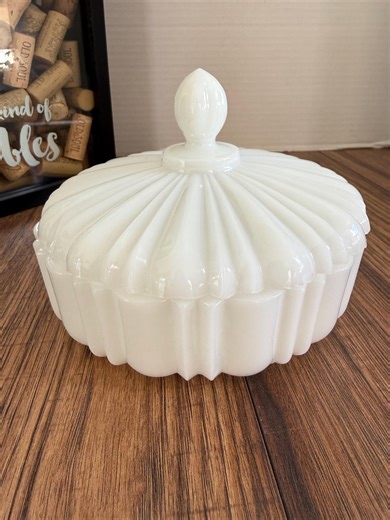 Vintage Anchor Hocking Old Cafe Candy Dish - Milk Glass With Fluted Lid - Retro Kitchen Counter Decor - 1970s Covered Jar - Etsy