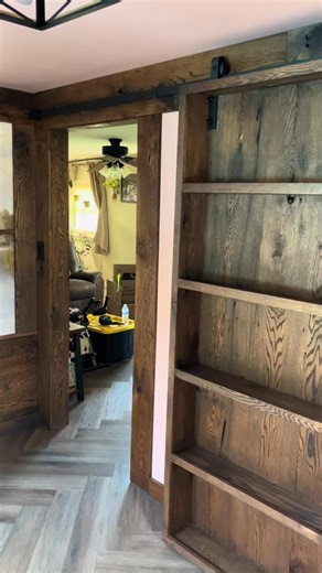 A reclaimed bookshelf barn door that adds character and function — simple, smart, and so beautiful. ✨ #DIY #DIYProjects #Crafting #Handmade #DoItYourself #DIYDecor #CraftIdeas #EasyDIY #DIYInspiration #CraftingCommunity #DIYTutorial #QuickCrafts #CreativeDIY #LifeHacks #CreativeTips #HomemadeDecor #HomeImprovement #EverydayHacks #DecorInspiration #smartliving | Room Decor Magic