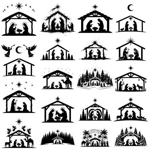 Nativity Scene Silhouette SVG PNG Bundle, Christmas Manger (digital Download) - Etsy