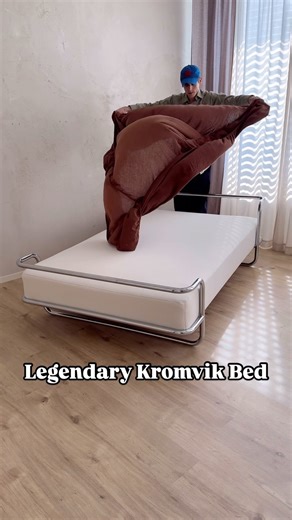 🫶🏻Kromvik bed from the 1980s by Knut Hagberg for IKEA. Headboard and footboard made of a chrome-plated stainless steel frame connected to a wooden substructure. The original spring mattress has been reupholstered and covered with a cream-colored mattress cover. #vintageikea #chrome #vintagebed #80snostalgia #ikeastyle #nostalgia #80shomedecor | Mid-Century-Friends