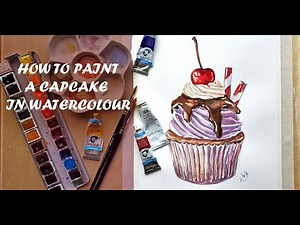 Cupcake DRAWING with COLOUR | How to PAINT with WATERCOLOURS | TUTORIAL DRAWING