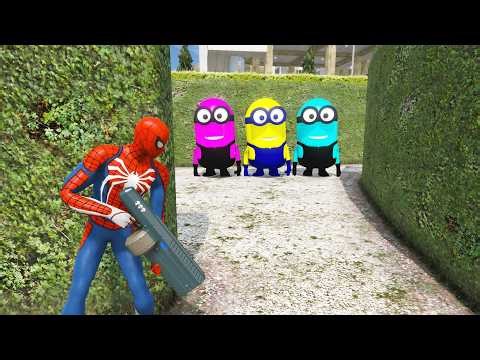 GTA 5 Epic Ragdolls RED SPIDERMAN VS RED MINION VS GREEN MINIONEuphoria Physics & Funny Fails #live
