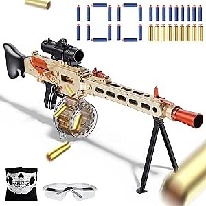Dulsaera Toy Gun Automatic Sniper for Soft Bullets, 2 Modes Burst Electric Toy Foam Blaster with 100 Darts, Large Magazines, Toys for 8+ Year Old Boys Adults, Birthday Chritmas Gift, Yellow, LC050