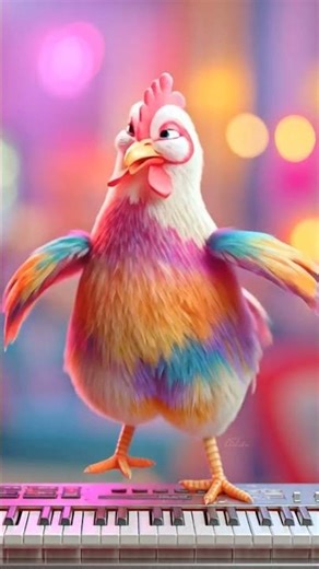 Multicolor Hen Plays Electric Keyboard #viral#hen#cartoon#viralshorts