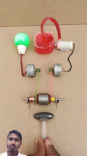 मैग्नेटिक आकर्षक प्रक्रिया से मिनी जनरेटर मोटर घूम के बिजली उत्पन्न करके वाटर पंप एलईडी बल्ब जलाएं