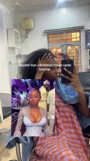 Creative Double Bun and Braided Crown Updo Tutorial