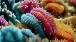 Microscopic view of microbes virus particles in high resolution viewed under a microscope Concept: Microbiology, virology, medical research, viruses and pandemics