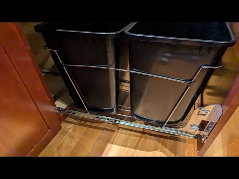 Rev-A-Shelf RV-18KD-18C S Double Pullout Trash Can for Kitchen Cabinets 35 Qt Garbage Recycling Bin
