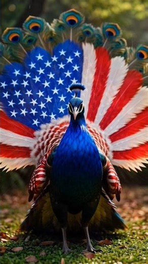 Amazing Peacock with American Flag Tail 🇺🇸🦚 | Magical Animal Shorts #Peacock#AmericanFlag#USA