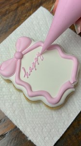 Happy birthday bow plaque… absolutely. 💗 #cookies #birthday #baking #sweets #dessert #decoratedcookies #royalicing | Crafted Sweets By Kristi