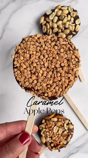 Stephanie Niemis on Instagram: "These Caramel Apple Pops are the best! Finally a caramel apple that’s made with real ingredients and is easier to eat! ⭐️ Follow for more simple, fun, healthier recipes ⭐️ To make these healthier caramel apple pops, I slice the apple, added a popsicle stick, dipped in my homemade date caramel, then dipped in dark chocolate, added toppings, placed in the fridge to harden, and enjoyed! 🍎 Healthier Caramel Apple Pops 🍎 (makes 4-6 pops) Ingredients: 1 cup pitted med