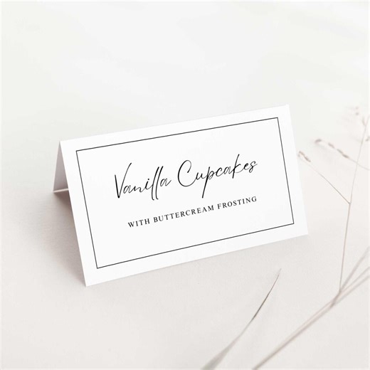 Minimalist Food Labels Template, Editable Buffet Label Tent, Canva, BWM - Etsy