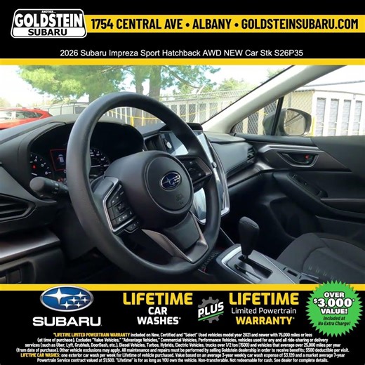 2026 Subaru Impreza Sport Hatchback AWD NEW Car Stk S26P35