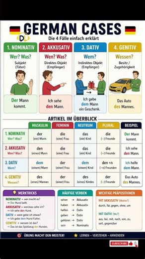 German Cases einfach erklärt (Nominativ, Akkusativ, Dativ und Genitiv)