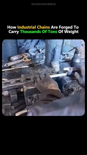 Science On Black on Instagram: "Inside industrial workshops, steel wire moves through automated forming systems where machines bend, interlock, and weld each link under intense heat and pressure. Every joint follows exact specifications because one weak point risks total failure. These industrial chains are built to carry thousands of tons in extreme environments like offshore rigs and heavy construction equipment. Precision matters more than speed. Tolerances stay within fractions of a millimet