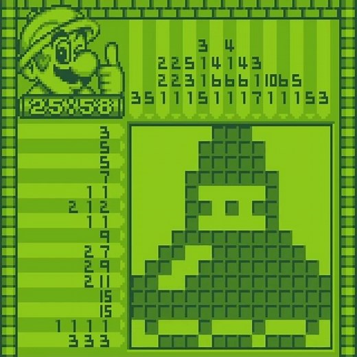 Mario's Picross - (GB) - Kinoko Course - Puzzle 3C #gameboy #nintendo #picross