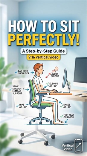 How to sit at your desk PERFECTLY 💻 (Fix your posture!)