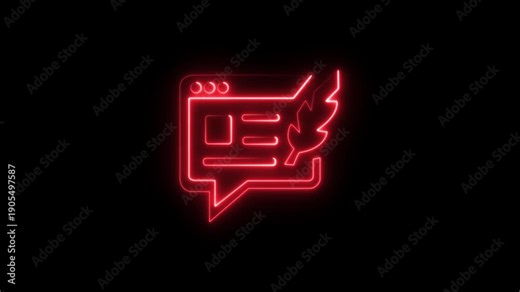 Abstract glowing neon blog icon animation with dark background.Futuristic glowing neon blog icon with smooth animated.