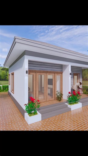 Small House Design 7x7 Meter 23x23 Feet One Bed hip roof | HousePlans 3D