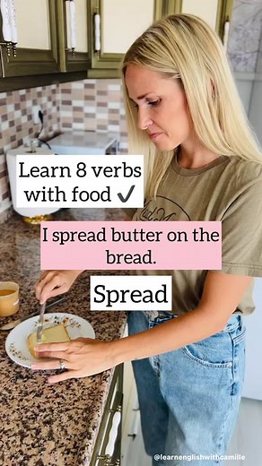 11K views · 372 reactions | 8 verbs we use with food  be sure to like and save the video to study later!#aprenderingles #learnenglish #englishwithkids #dailyenglish #reallifeenglish #englishteacher #impararelinglese #apprendrelanglais #book #englishresources | Learn English with Camille | Facebook