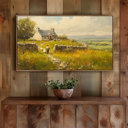 Irish Cottage Landscape Painting, Vintage Pastoral Art for Samsung Frame TV (digital Download) - Etsy