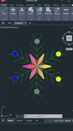 How to make Snowflake in Autocad #cadmonkeys #christmas #shortsfeed #shorts #autocad #merrychristmas