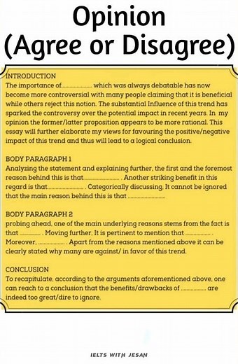 Ielts writing task 2 agree / disagree templet #ielts #ieltswriting #ieltswritingtask2academic #ielts