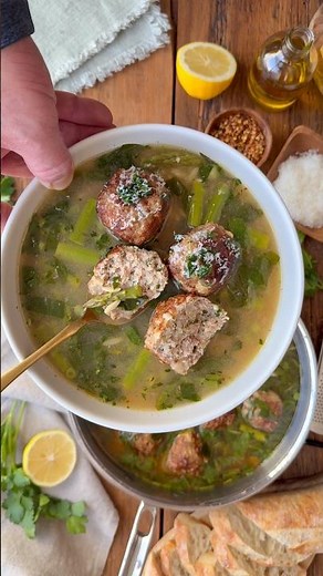 Chicken Ricotta Meatballs with Lemon Orzo Brodo ✨