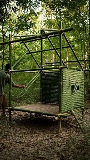 Building a Bamboo Hut from Scratch (Satisfying ASMR) 🎋